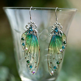 Fashion Green Wings Earrings for Women Jewelry Cicada Butterfly Shiny