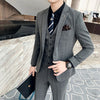 ( Jacket + Vest + Pants ) Boutique Fashion Mens Plaid Casual Business