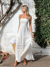 Maxi Dresses Party White Lace | Strapless White Maxi Dresses -