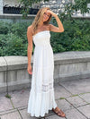 Maxi Dresses Party White Lace | Strapless White Maxi Dresses -