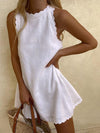 Summer Sexy Sleeveless Casual A line Dress Women O neck Cotton Sweet