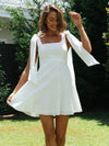 WildPinky Sleeveless Cotton Square Collar Dress White High Waist Mini