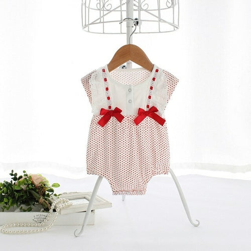 0 18M Newborn Baby Girls Rompers Sleeveless Dot Cotton Jumpsuits