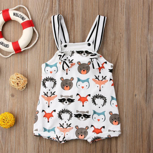 0 24M Forrest Animals Baby Girl Boys Strappy Romper