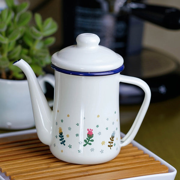 0.6L Kitchen Catering Teapot Kettle Enamel Water Coffee Tea Pot Easy