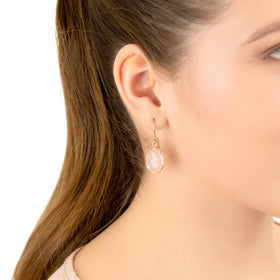 Petite Drop Earring Rose Quartz Gold