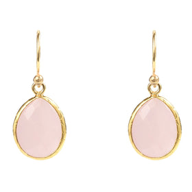 Petite Drop Earring Rose Quartz Gold