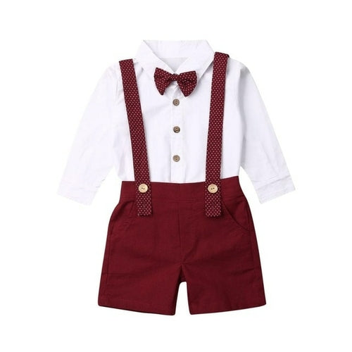 1 6Y Kids Baby Boy Summer Clothes Sets Children Gentleman Tie T Shirt