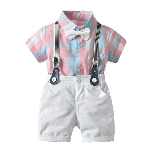 1 6Y Kids Baby Boy Summer Clothes Sets Children Gentleman Tie T Shirt