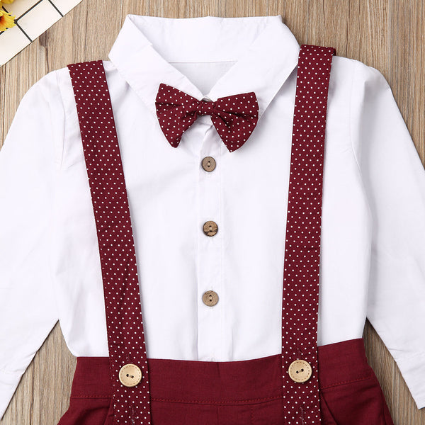 1 6Y Kids Baby Boy Summer Clothes Sets Children Gentleman Tie T Shirt