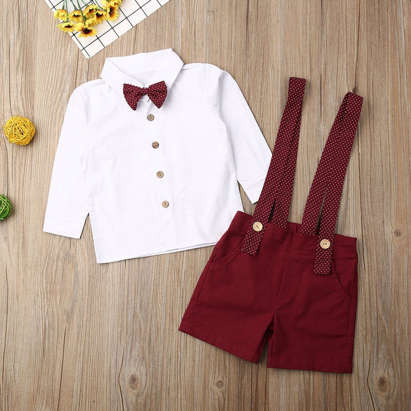 1 6Y Kids Baby Boy Summer Clothes Sets Children Gentleman Tie T Shirt