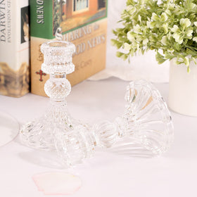 1 Pc Vintage Glass Clear Candlestick Dinner Candle Holder Home Wedding