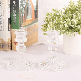 1 Pc Vintage Glass Clear Candlestick Dinner Candle Holder Home Wedding