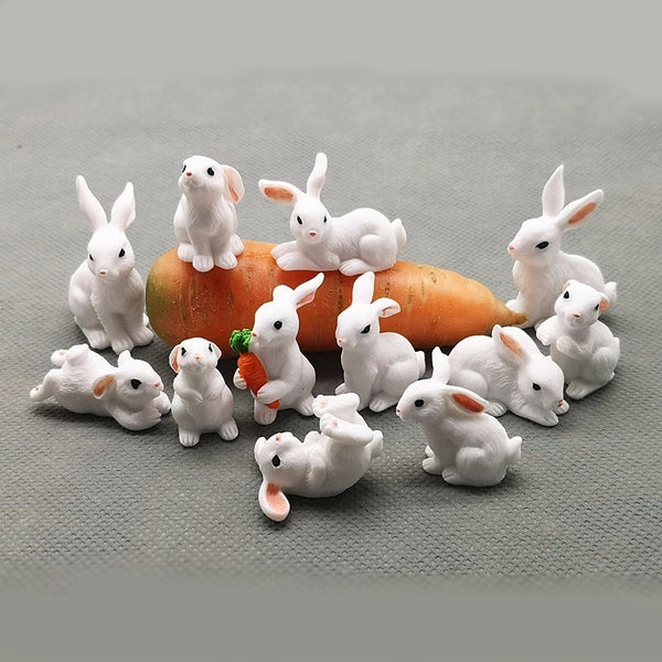 1 Pcs 12 Style Rabbit Easter Decoration Miniature Hare Animal Figurine