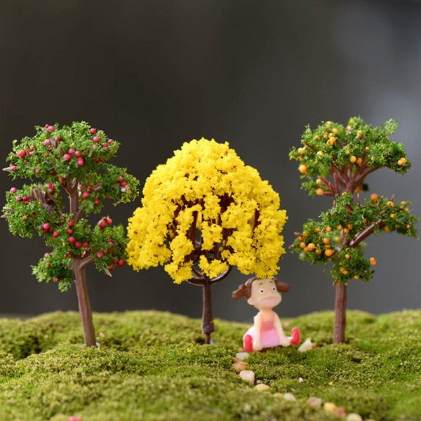 1 Pcs Mini Small Tree Garden Ornament Miniature Resin Tree Figurine