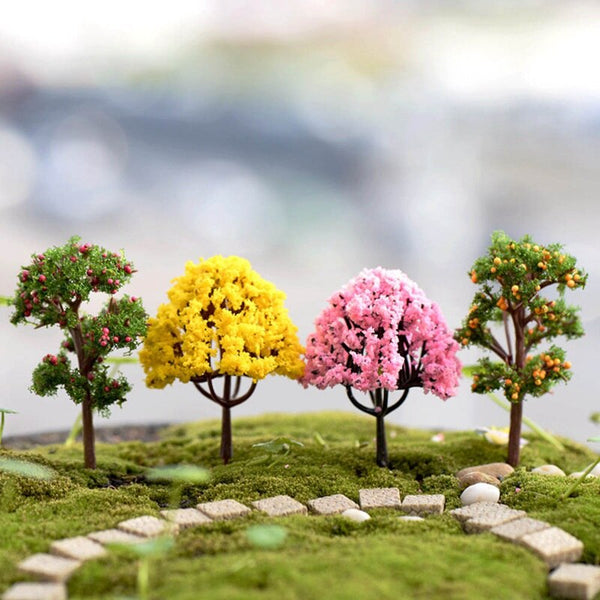 1 Pcs Mini Small Tree Garden Ornament Miniature Resin Tree Figurine