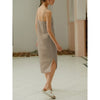 100% Linen Elegant Summer Women Dress Sexy Spaghetti Strap V Neck Open