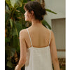 100% Linen Elegant Summer Women Dress Sexy Spaghetti Strap V Neck Open