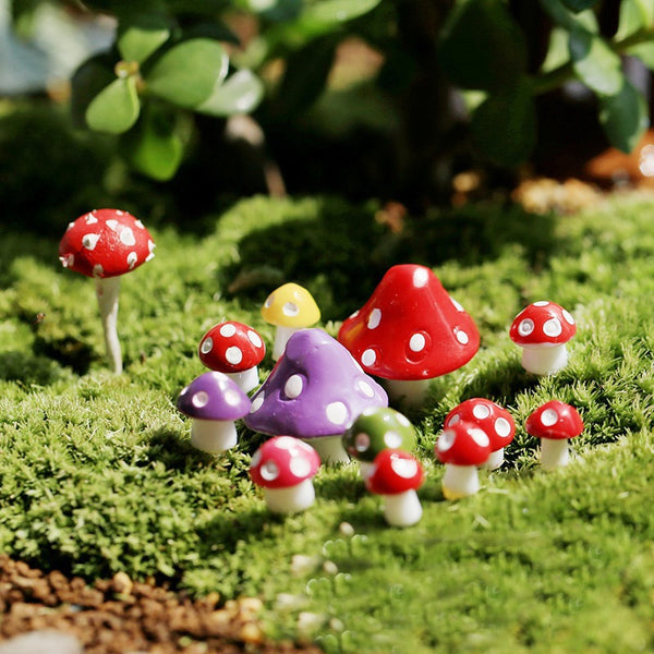 10PCS Fairy Garden Miniatures Mini Mushroom Garden Decoration Resin