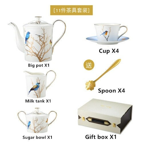 11 piece Blue Bird Ceramic English afternoon Tea Set