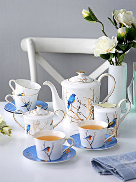 11 piece Blue Bird Ceramic English afternoon Tea Set
