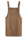 Khaki Corduroy Pinafore Dress With Pocket