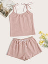 Gingham Tie Shoulder Cami Top With Shorts PJ Set