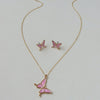 3pcs Butterfly Charm Necklace With Earrings Set