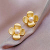 Faux Pearl Flower Stud Earrings