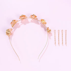 5pcs Flower Decor Hair Hoop & Hair Clip Set