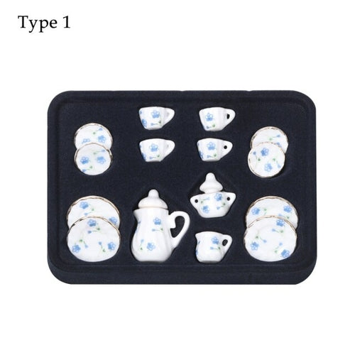 15Pcs 1:12 Scale Dish/Pot/Kettle European style Dollhouse Furniture