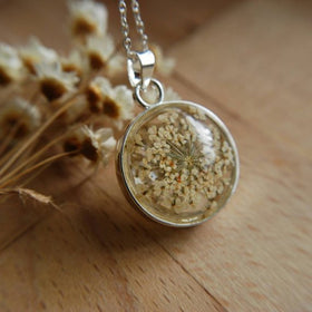 1PC 25MM Glass Locket Real Lace Dry Flower necklace,natural history