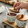 1Pc Creative Condiment Lidded Storage Jar Ceramic Salt Pepper Pot for