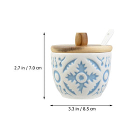 1Pc Creative Condiment Lidded Storage Jar Ceramic Salt Pepper Pot for