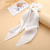 1Pc Solid Color Bow Satin Ribbon Ponytail Scarf Hair Tie Scrunchies