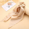 1Pc Solid Color Bow Satin Ribbon Ponytail Scarf Hair Tie Scrunchies