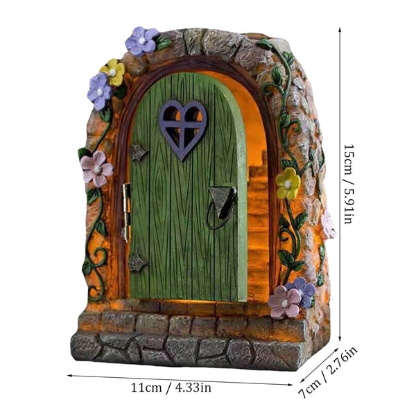 1Pcs Large Fairy Door Solar Light LED Elf Steps Stone Door Secret