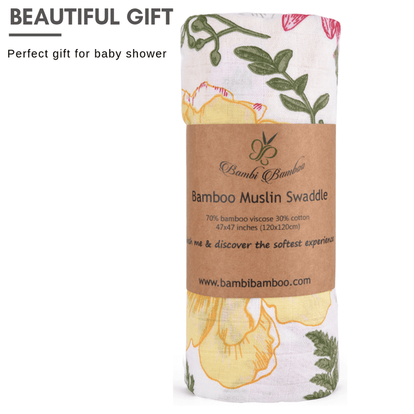 Bamboo Muslin Swaddle Floral Blanket