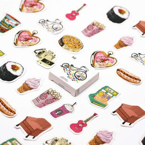 1pack Kawaii Cafe Notebook Stickers Cartoon Lovely Fashion Theme