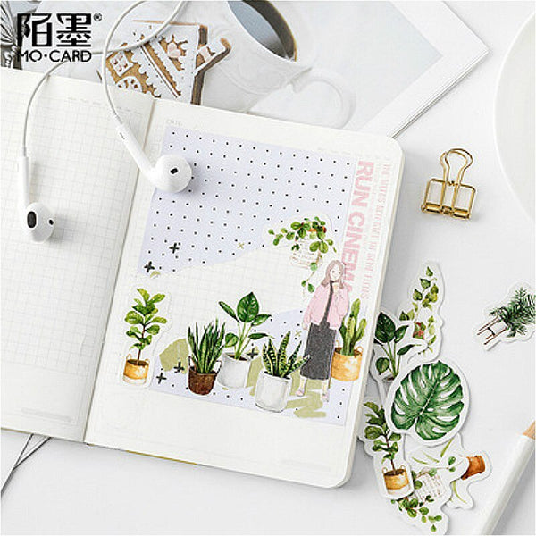 1pack Kawaii Green Oxygen Life Notebook Stickers Cartoon Lovely