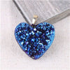 1pcs Heart Shape Druzy Pendant Necklace Geode Crystal Necklace Cluster