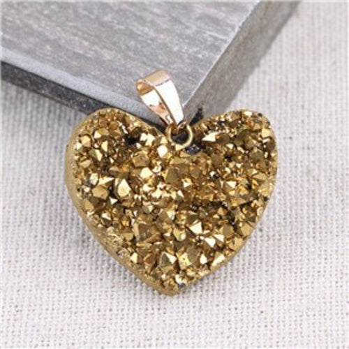 1pcs Heart Shape Druzy Pendant Necklace Geode Crystal Necklace Cluster