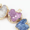 1pcs Heart Shape Druzy Pendant Necklace Geode Crystal Necklace Cluster