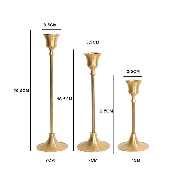 1pcs Retro Elegant Brass Candlestick 3 Sizes Crafts Candle Holder