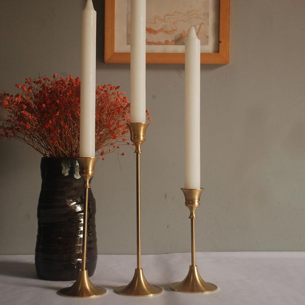 1pcs Retro Elegant Brass Candlestick 3 Sizes Crafts Candle Holder