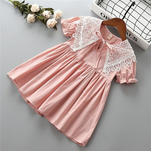 2 7 years High quality girl dress 2019 new summer fashion lace solid