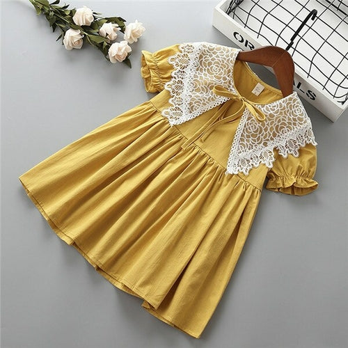 2 7 years High quality girl dress 2019 new summer fashion lace solid