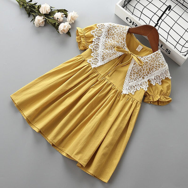 2 7 years High quality girl dress 2019 new summer fashion lace solid