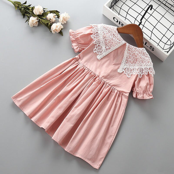 2 7 years High quality girl dress 2019 new summer fashion lace solid