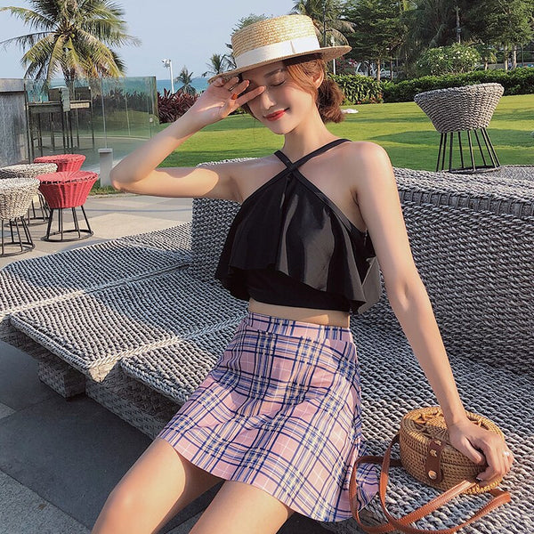 2019 New Cute Girls Two Piece Bikini Tankinis Set Swimwear Bathing